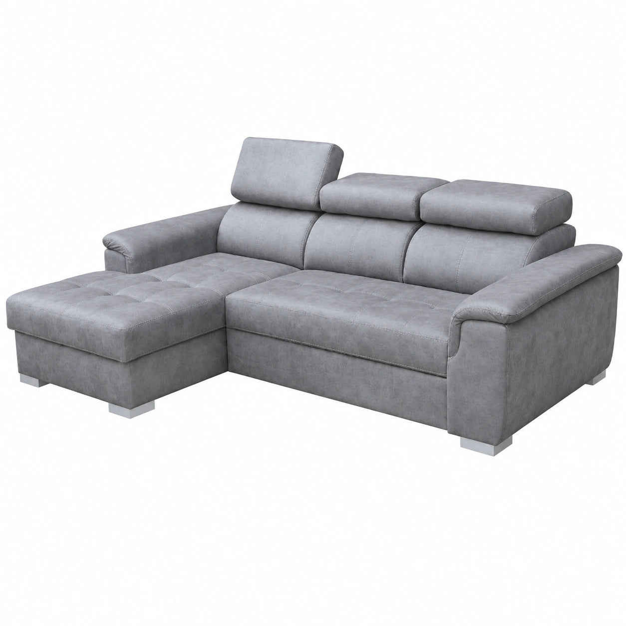 Divano Modulare Angolare a 3 Posti Robin Inspire con Letto e Contenitore, Argento