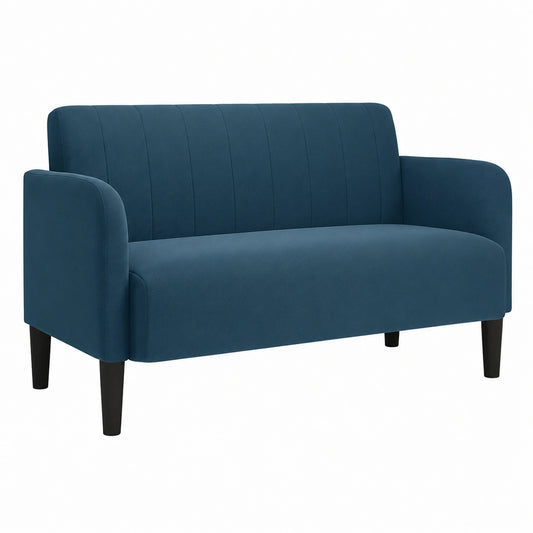 Divano in Velluto Blu 109 cm con Schiuma e Molle, Telaio in Legno, Seduta 52 cm, Perfetto per Soggiorno Moderno