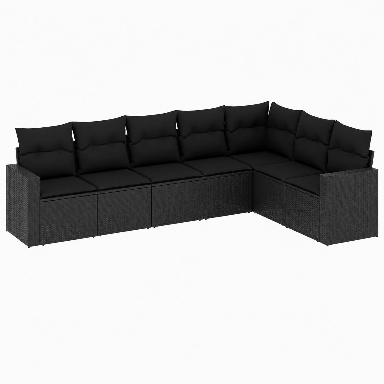 Set da Giardino in Rattan Sintetico con Cuscini Neri, Divani Modulari per Esterni