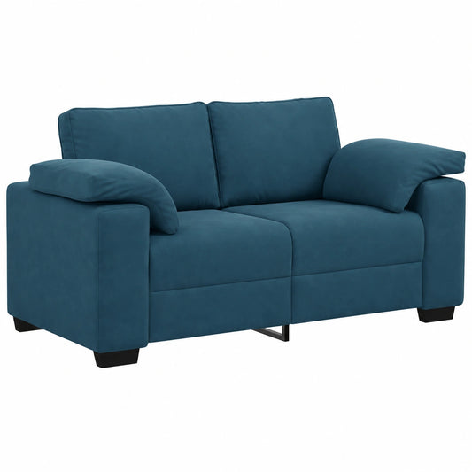 Divanetto in Velluto Blu 120 cm, 2 Posti, Imbottito
