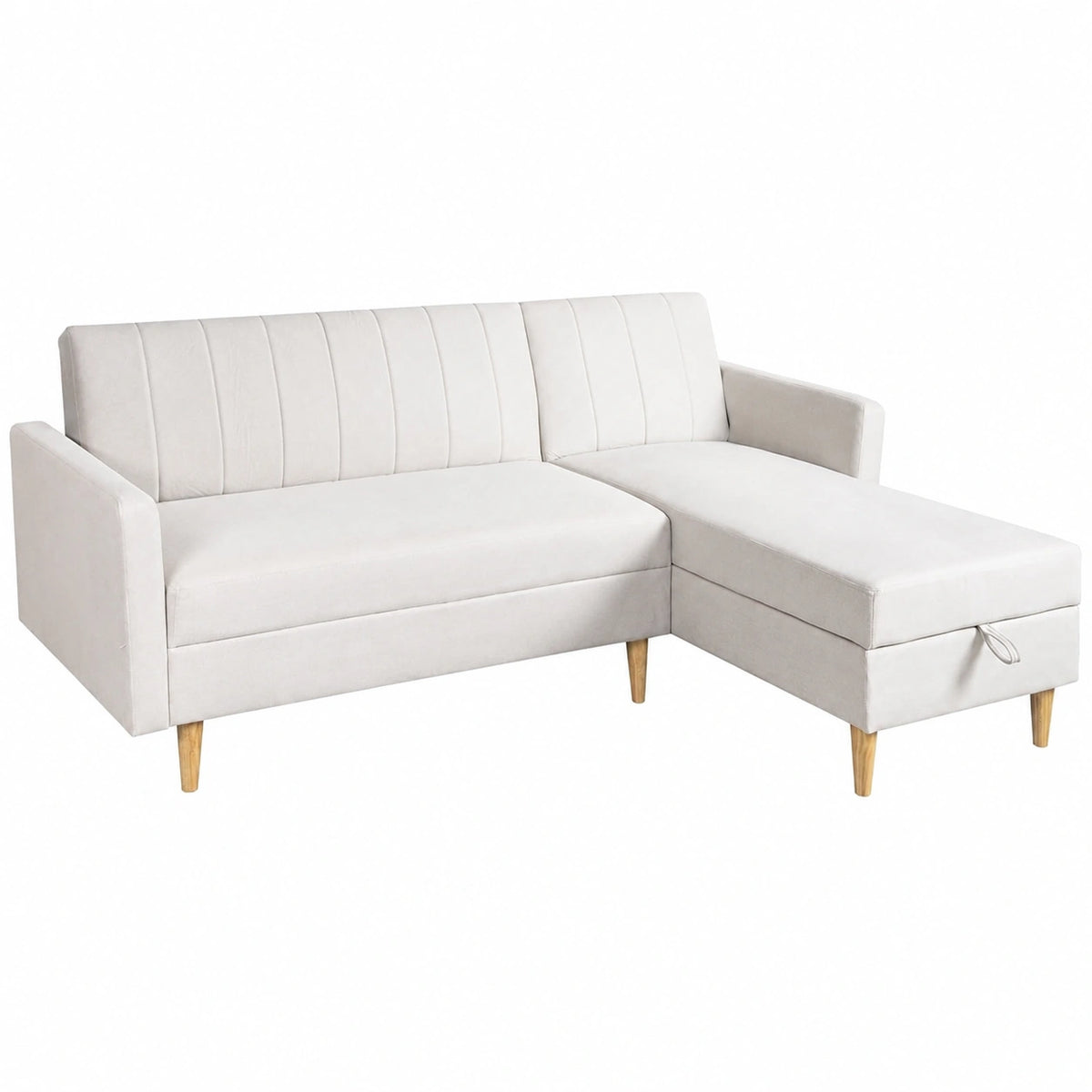 Divano Letto Harald 3 Posti con Penisola Reversibile e Vano Contenitore Grigio Chiaro