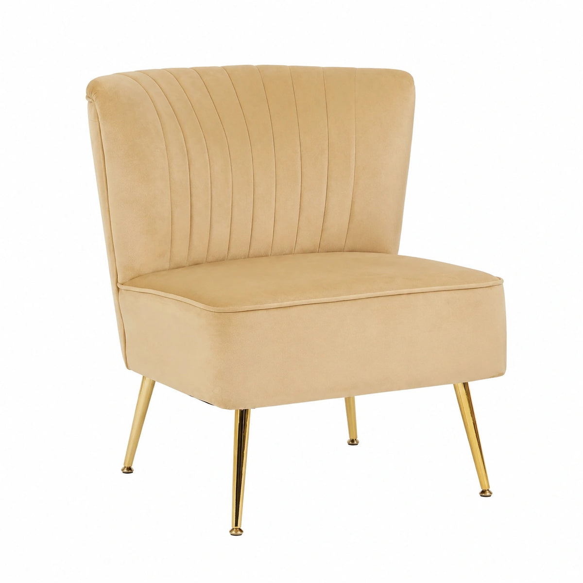Poltrona Scandinava in Velluto con Gambe Dorate per Soggiorno e Ufficio
