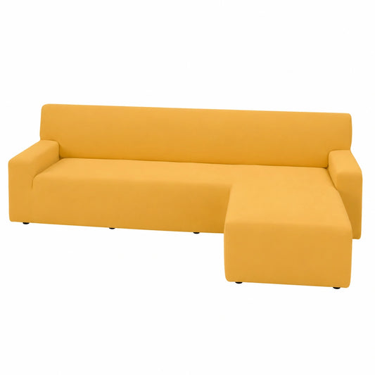 Copridivano Chaise Longue Elasticizzato per Penisola Destra, Colore Senape