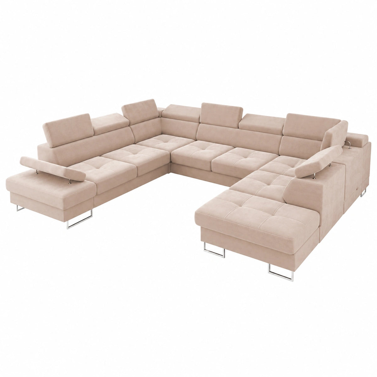 Divano ad angolo Galaxy MAX I letto integrato, regolabile, 280x350x225 cm, tessuto Gemma, beige, sinistra