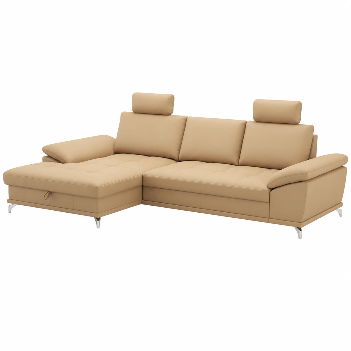 Divano angolare Castiel con chaise longue XL, letto e vano portaoggetti