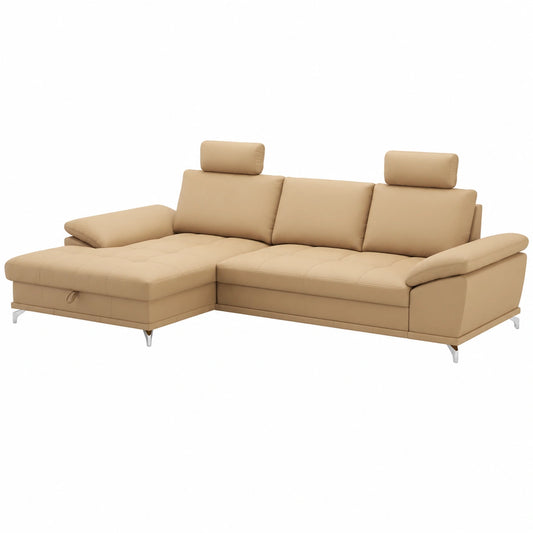 Divano angolare Castiel con chaise longue XL, letto e vano portaoggetti