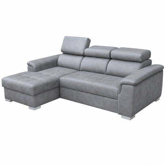 Divano Modulare Angolare a 3 Posti Robin Inspire con Letto e Contenitore, Argento