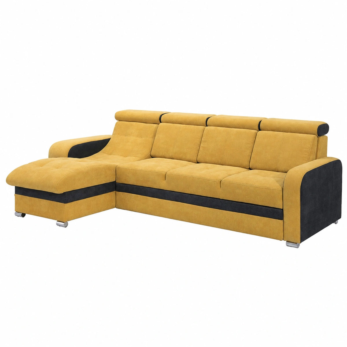 Divano Angolare Letto Robin Inspire Bristol con Cassetto Giallo, Angolo a Sinistra, 313x169x95 cm