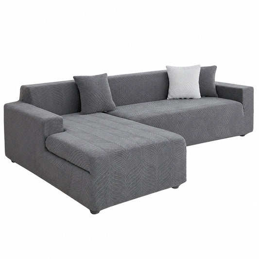 Copridivano Salvasofa Impermeabile per Divano Angolare con Chaise Longue 3-4 Posti, Elastico Antiscivolo Anti-graffio per Animali, Grigio Scuro