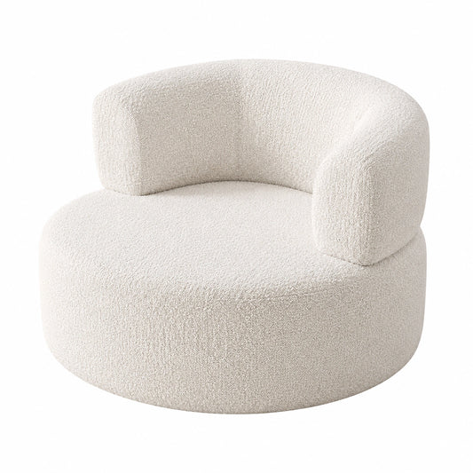 Poltrona imbottita in lana di agnello, design nordico minimalista, perfetta per soggiorno e camera da letto
